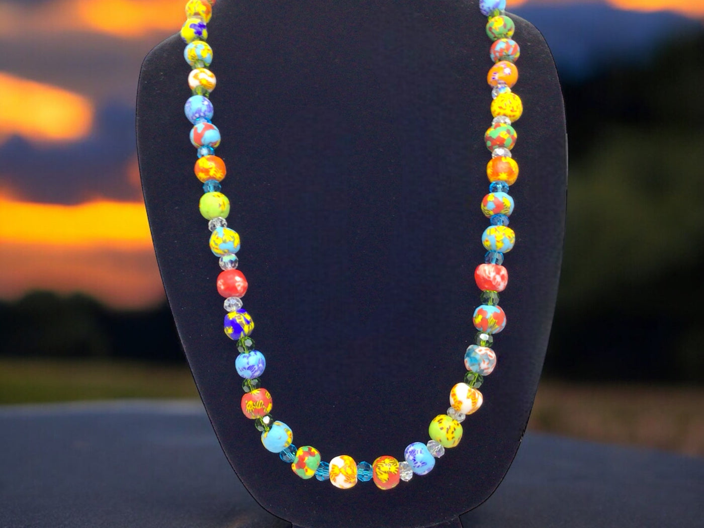 African Sunset - Ethnic Boho Multicolor Beaded Necklace