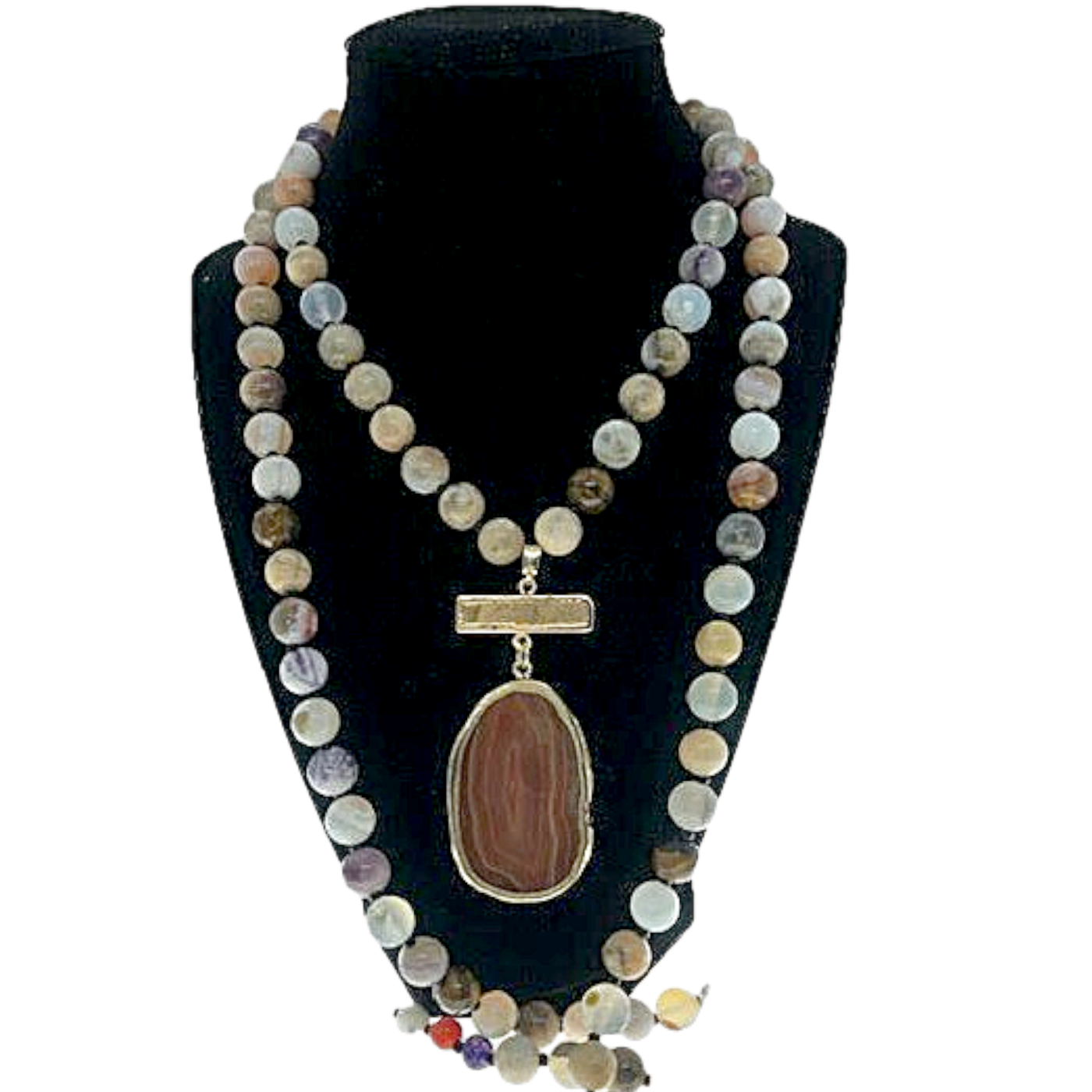 Beachcomber - Bead & Crystal Layered Pendant  Necklace