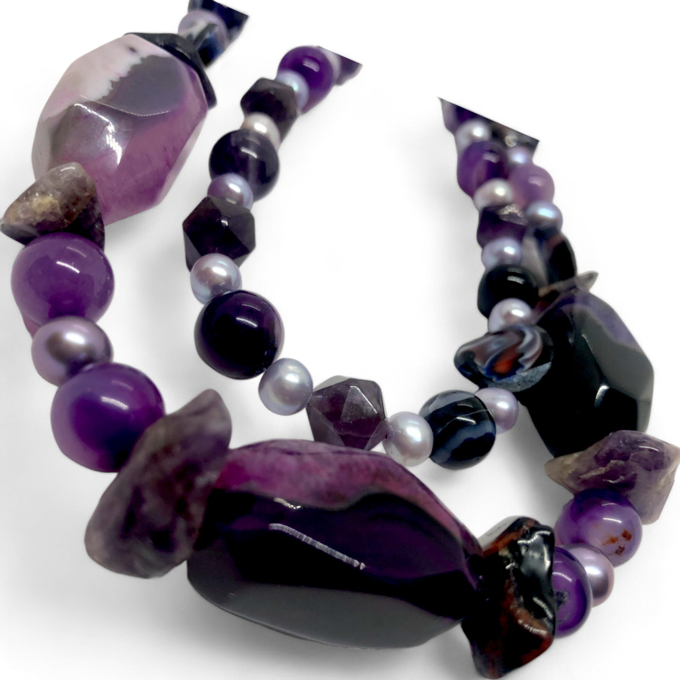 Ethereal Necklace - Pearl Amethyst & Crystal  | Long Layered