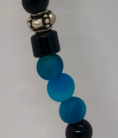 Faithful Necklace | Silver, Onyx & Blue Beads | Men Women