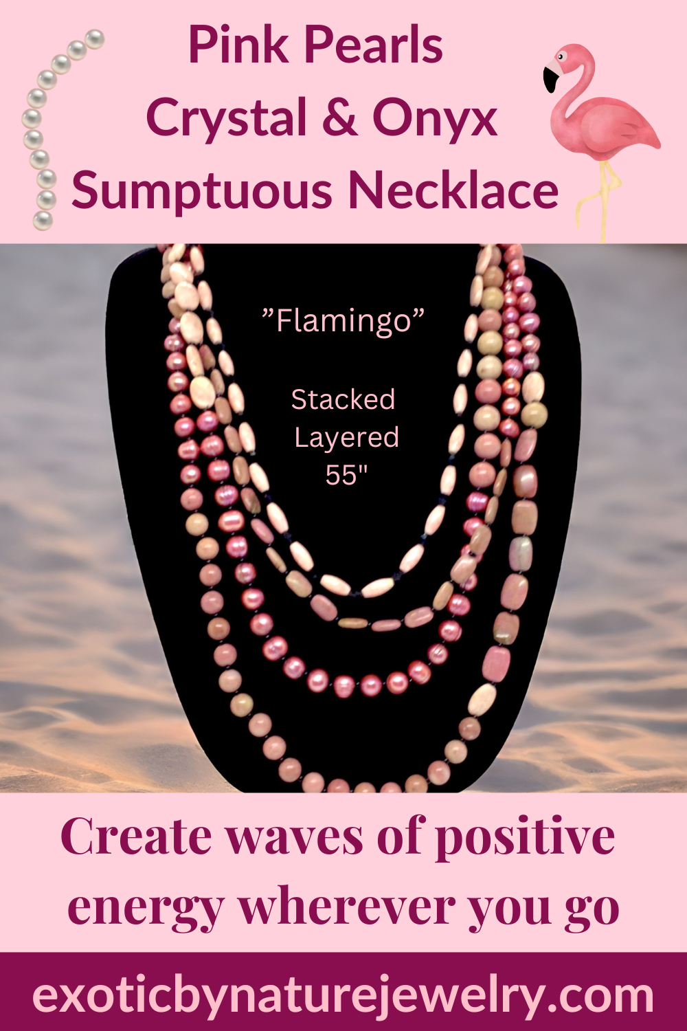 Flamingo | Pearl Crystal Onyx Statement Necklace