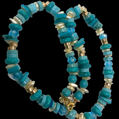 Aquaholic - Turquoise Sparkling Crystal Silver Necklace