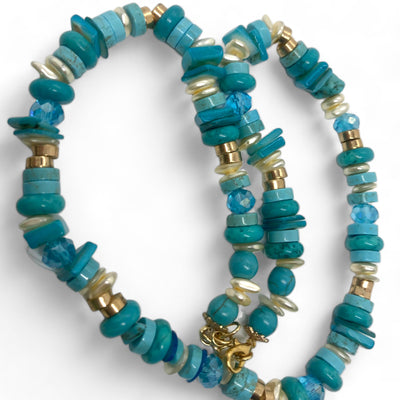 Aquaholic - Turquoise Sparkling Crystal Silver Necklace