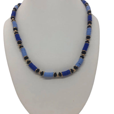 Azul - Gold, Onyx, Indigo & Pale Blue Choker Necklace - Unisex