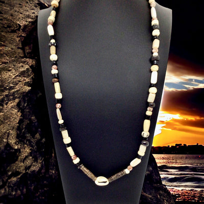 Barbados - Silver & Multicolor Bead Necklace - Stunning & Unique