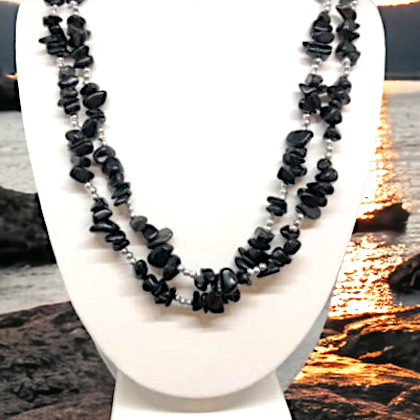 Black Truffle - Silver & Obsidian Necklace - Elegant & Powerful