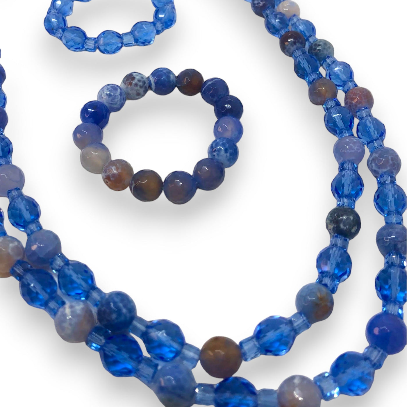 Blue Jean Baby - Smoky Quartz Crystal Necklace & Bracelet Set - Layered