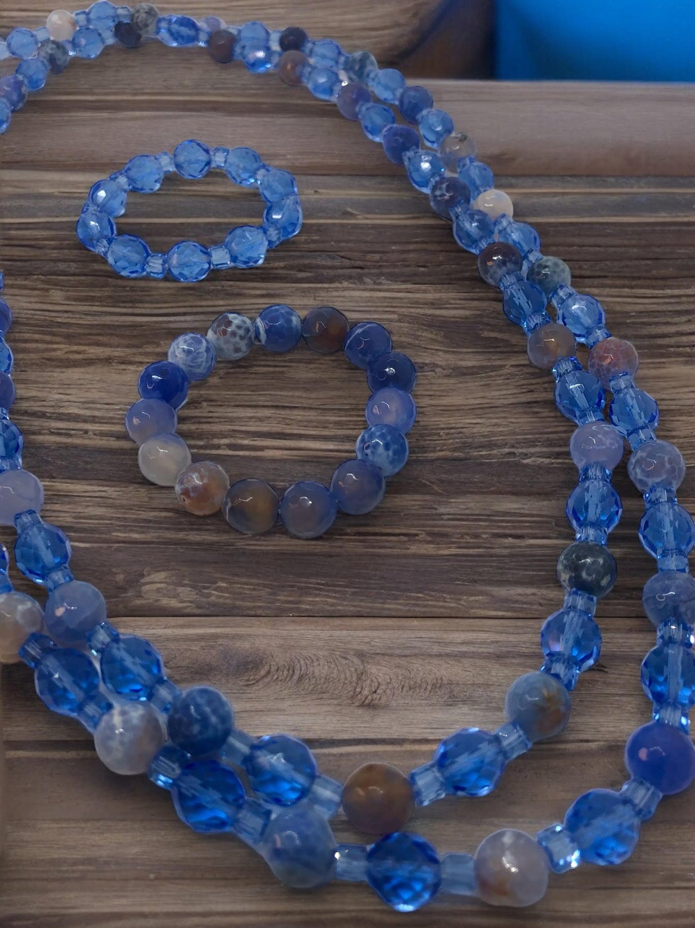 Blue Jean Baby - Smoky Quartz Crystal Necklace & Bracelet Set - Layered