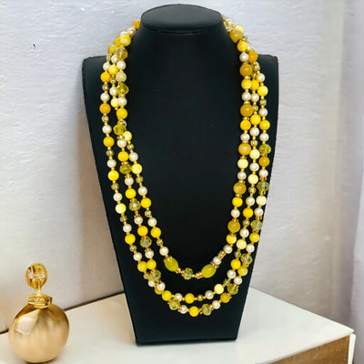 Bombshell - Pearl, Crystal & Gold Bead Necklace - Opulent Statement Necklace