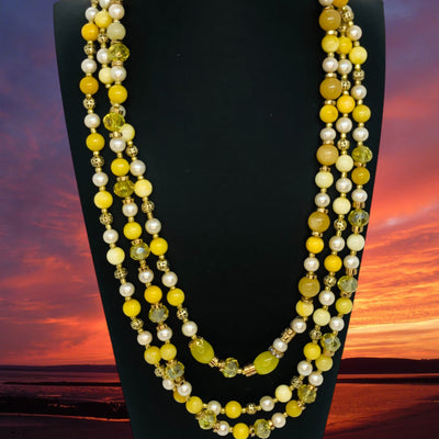 Bombshell - Pearl, Crystal & Gold Bead Necklace - Opulent Statement Necklace