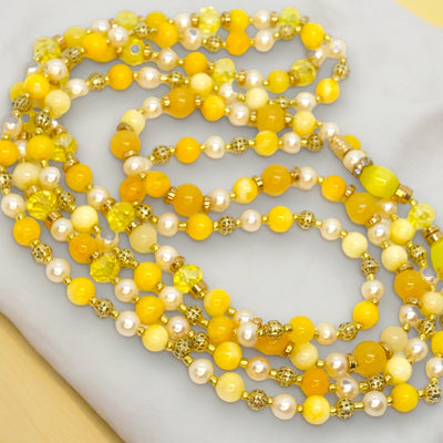 Bombshell - Pearl, Crystal & Gold Bead Necklace - Opulent Statement Necklace