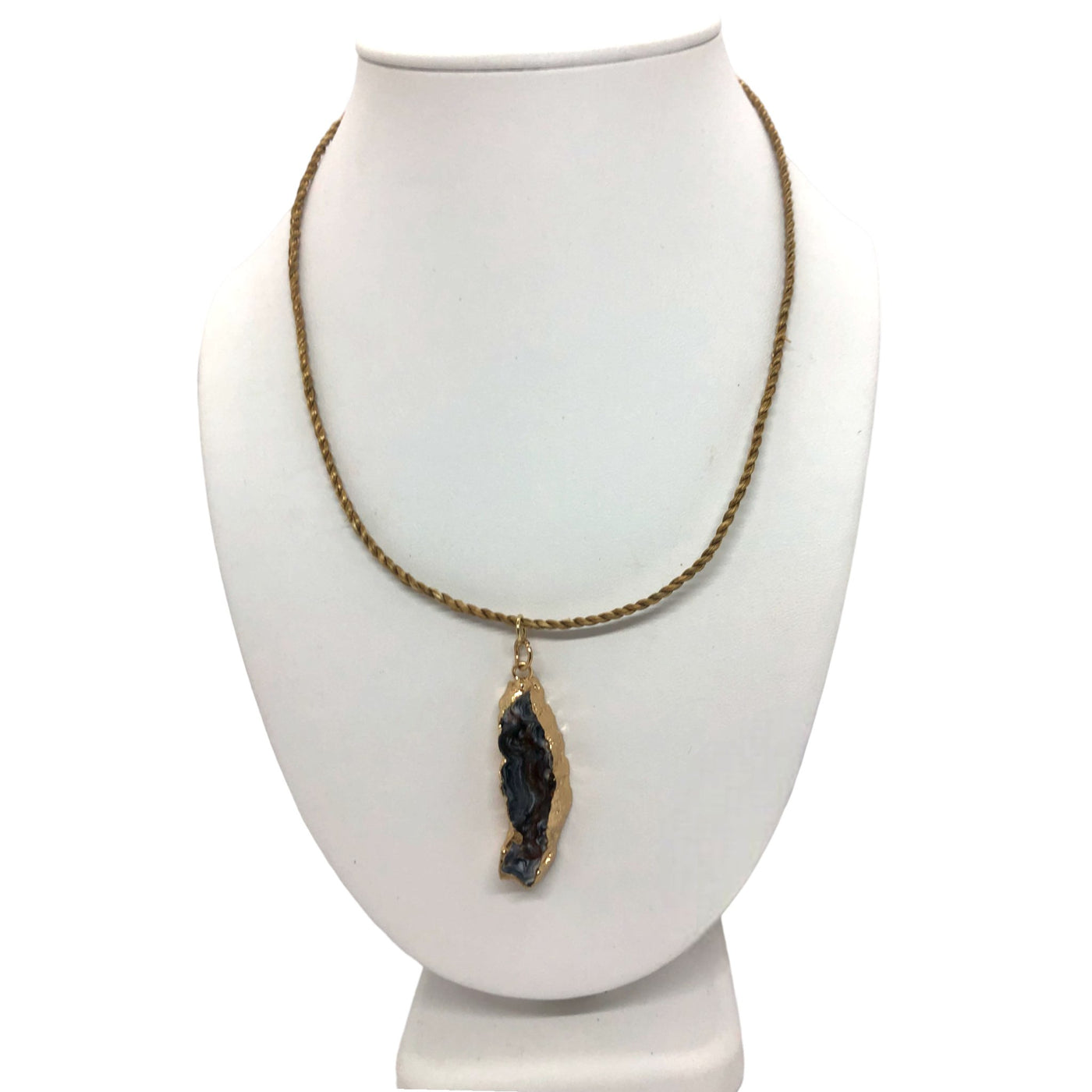 Eco-Sourced Golden grass necklace, quartz pendant, eco-sourced jewelry, men's accessory, 10-inch length, 