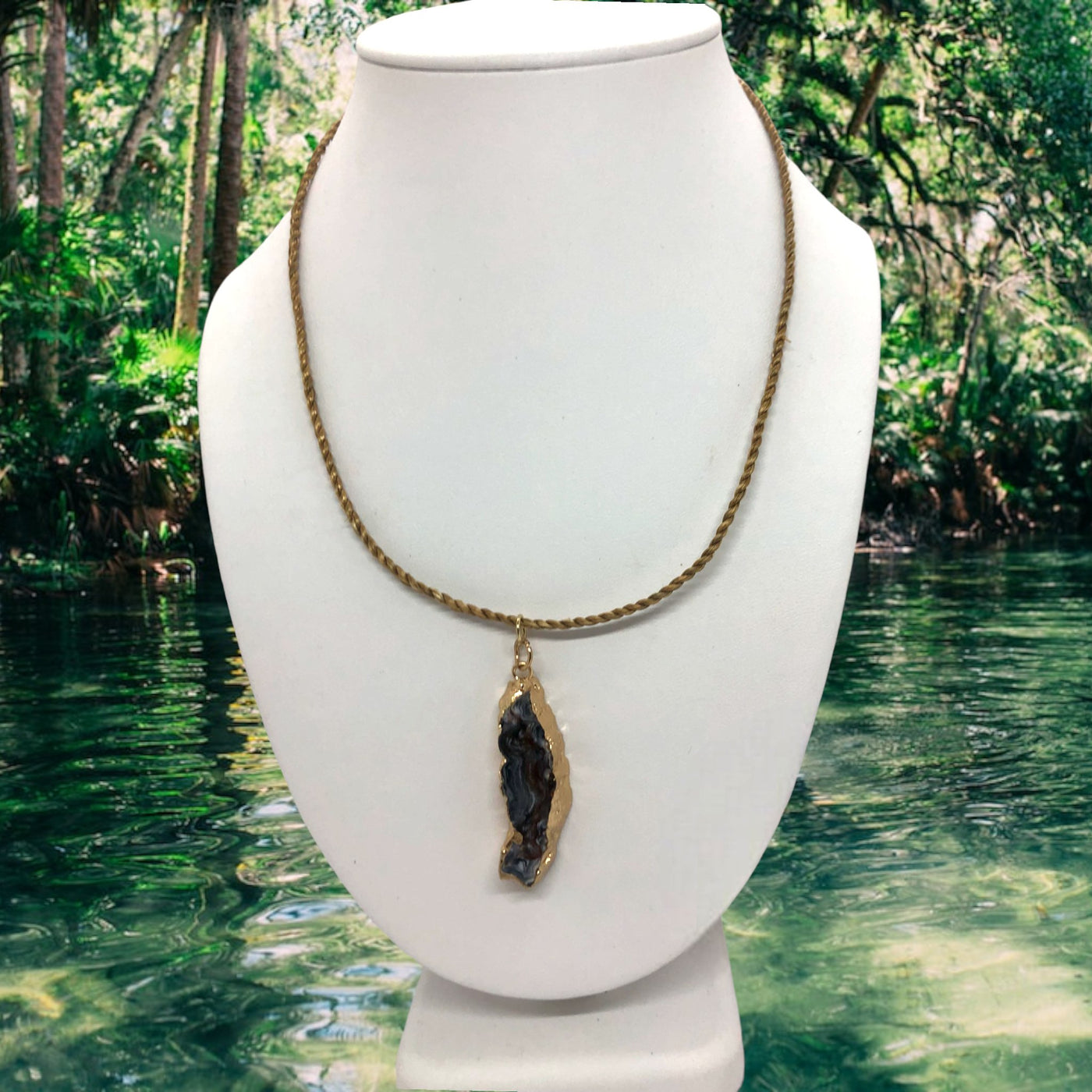 Eco-Sourced Golden grass necklace, quartz pendant, eco-sourced jewelry, men's accessory, 10-inch length, 