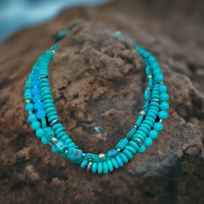 Breathtaking - Turquoise, Crystal & Silver Layered Necklace