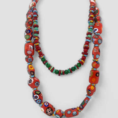 Celebration of Life Necklace - Ethnic Vibrant Ceramic Beads Layered Jewelry