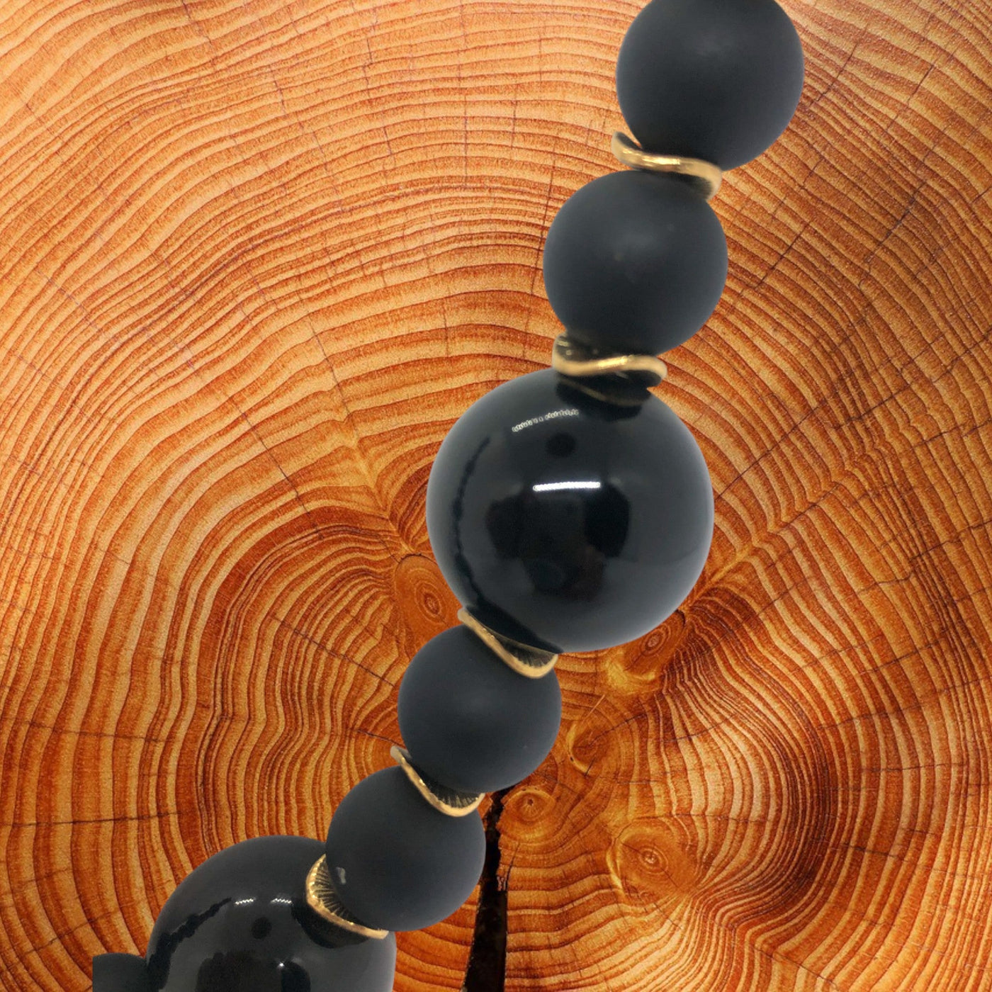 CEO - Gold, Silver Black Onyx & Glass Bead Necklace - Unisex