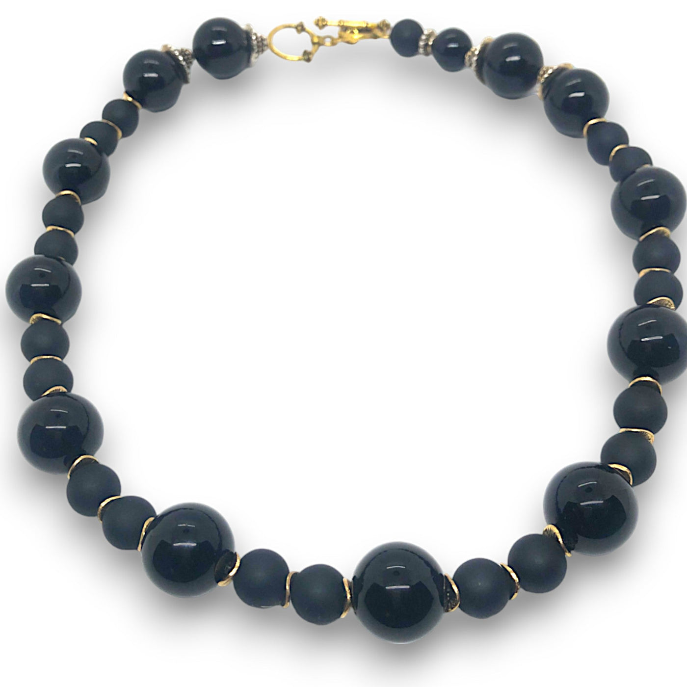 CEO - Gold, Silver Black Onyx & Glass Bead Necklace - Unisex