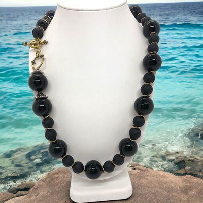 CEO - Gold Black Onyx Statement Necklace - Unisex