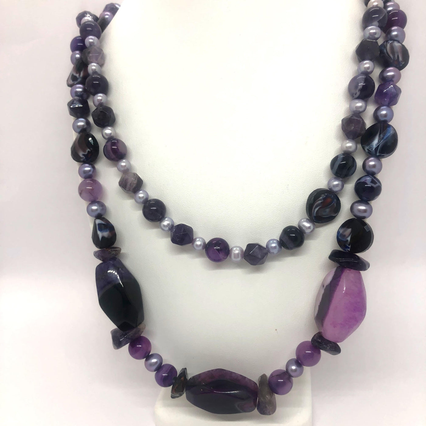 Ethereal Necklace - Pearl Amethyst & Crystal  | Long Layered