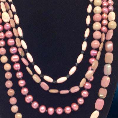 Flamingo | Pearl Crystal Onyx Statement Necklace