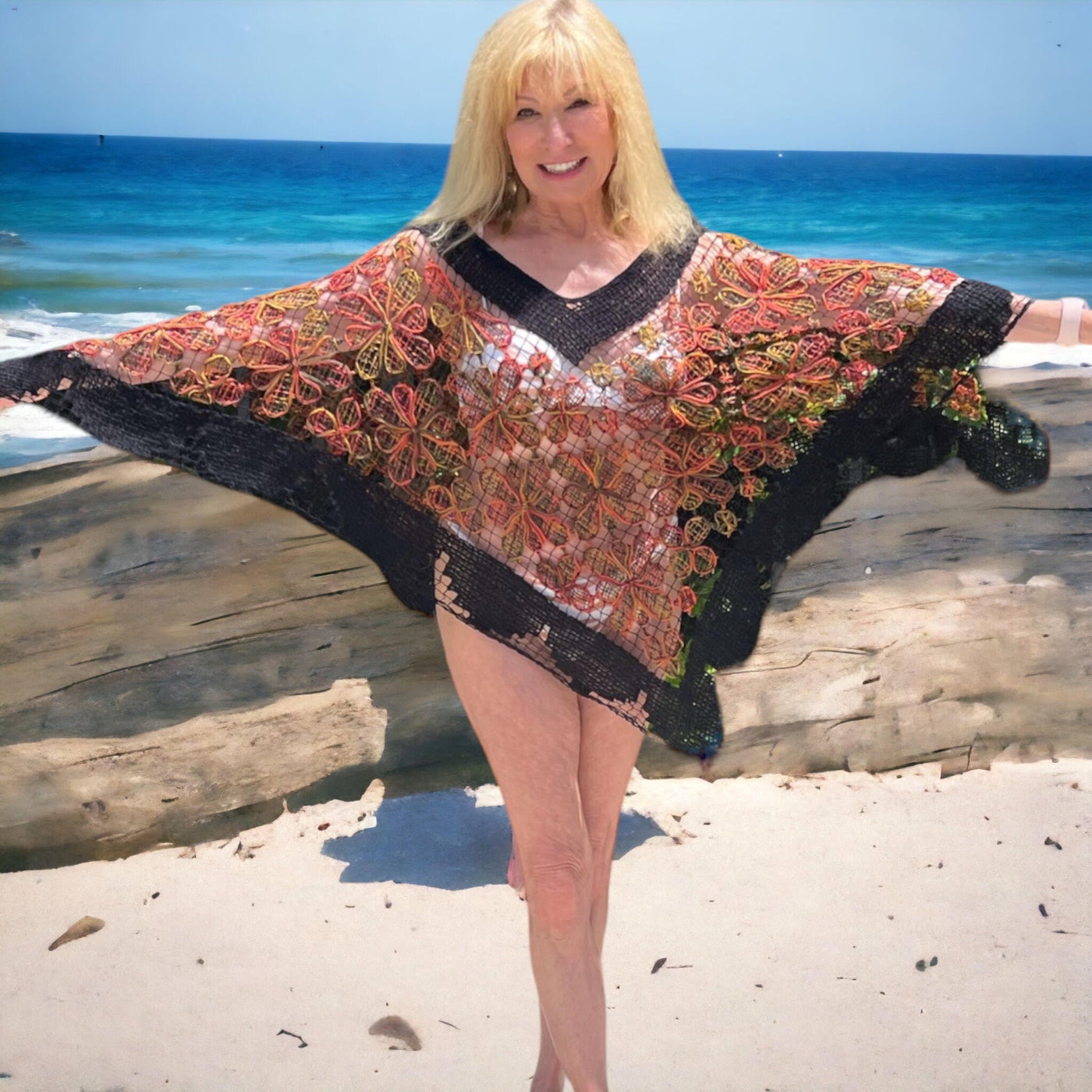 Brazilian Breeze: Shawl and Beach Cover-up Umber